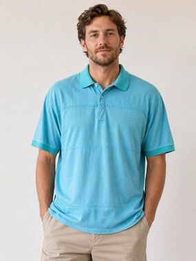 Saturdays Graffiti Mens Aqua Polo Shirt Casual Soft Lightweight Y2K Vtg M Surf
